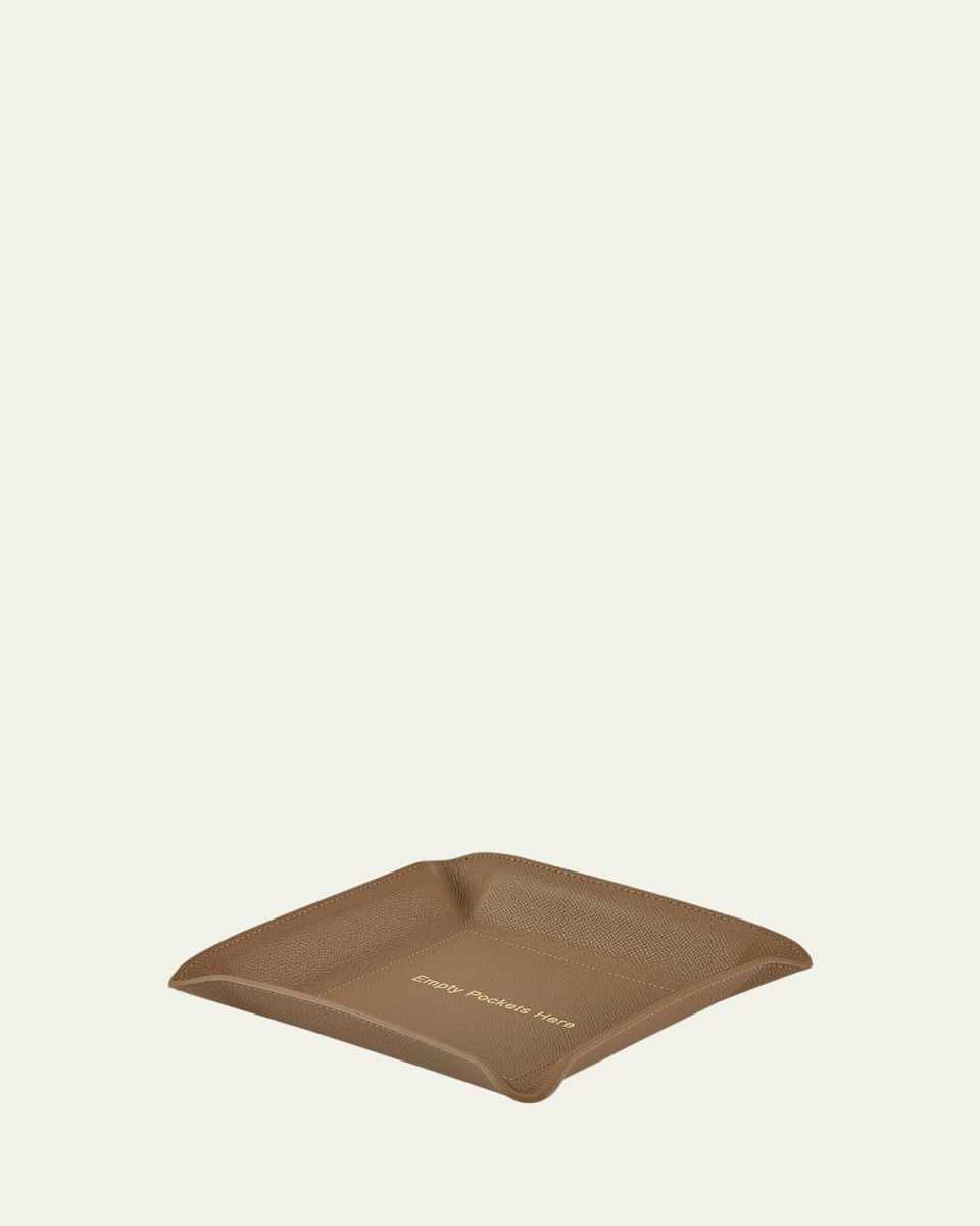"Empty Pockets Here" Leather Valet Tray